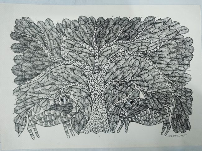 Handmade Multicolor Gond Art Paper Painting