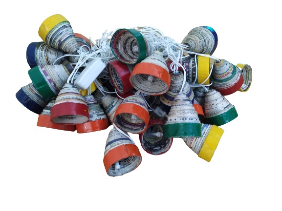 Newspaper Ladi With Bulbs for Home Decoration