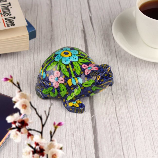 Multicolor Hand Painted Wooden Frog
