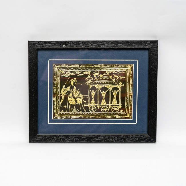 Handmade Multicolor Framed Saura Painting