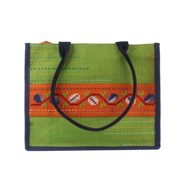 Handmade Green Jute Tiffin Bag