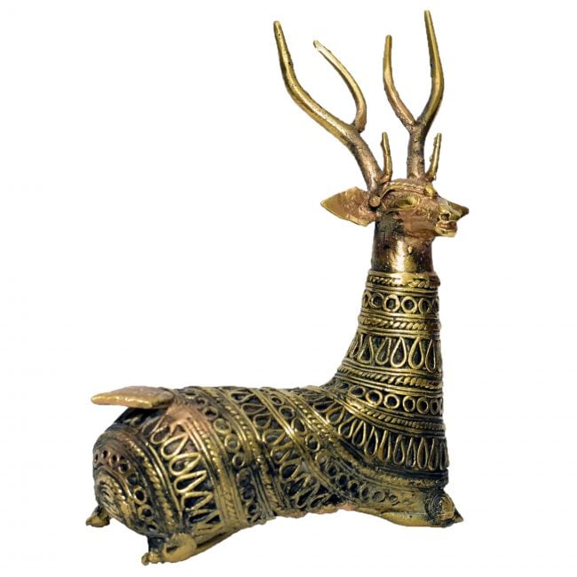 Handcrafted Dokra Metal Sitting Deer