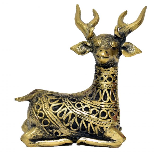 Handcrafted Dokra Metal Sitting Deer