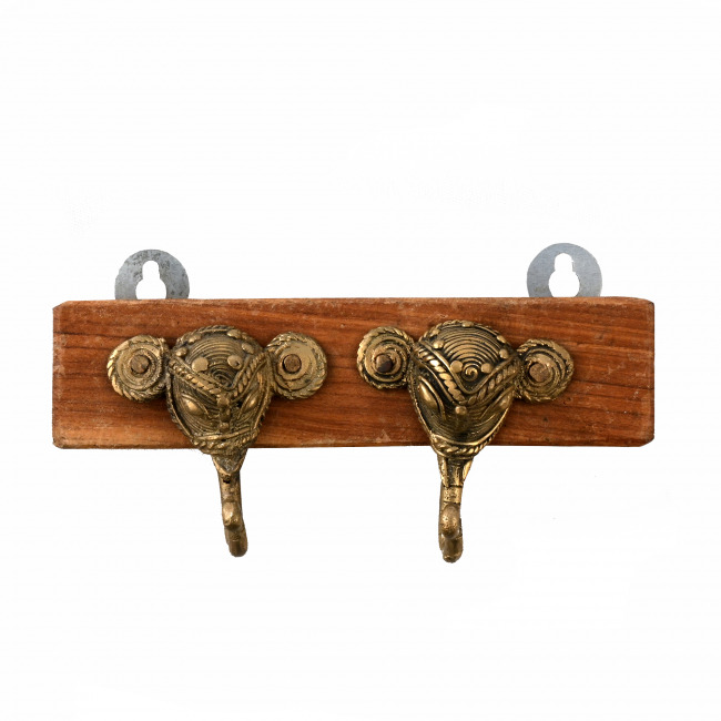 Handcrafted Elephant Head Hanger( Two Figure)