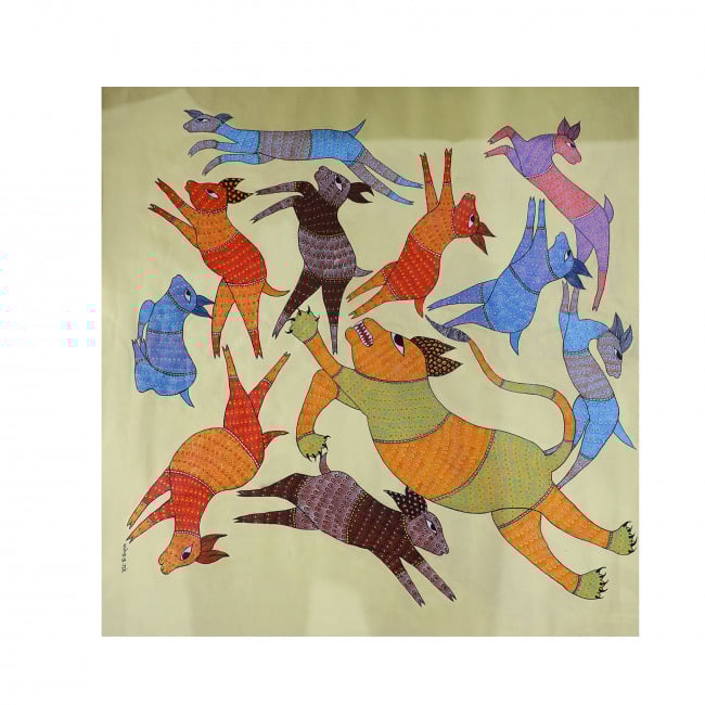 Handmade Gond Canvas Painting