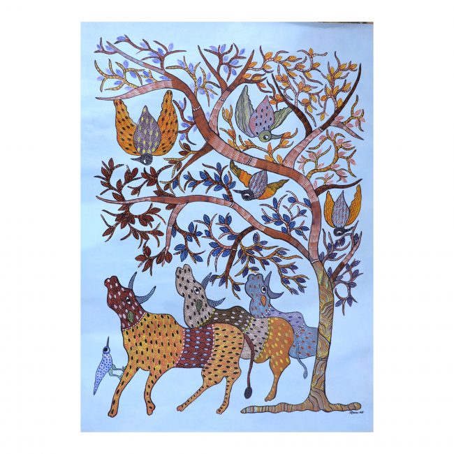 Handmade Gond Canvas Painting