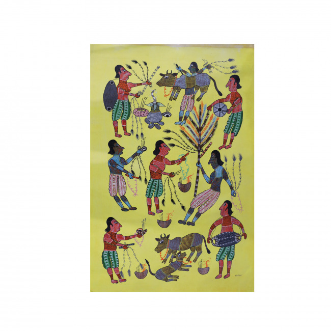 Handmade Gond Canvas Painting
