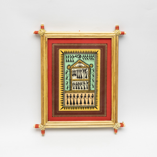Handmade Multicolor Framed Saura Painting