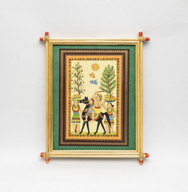 Handmade Multicolor Framed Saura Painting