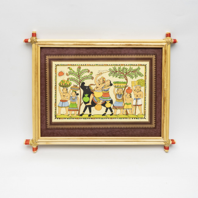 Handmade Multicolor Framed Saura Painting