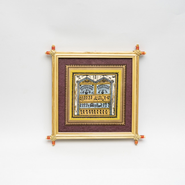 Handmade Multicolor Framed Saura Painting