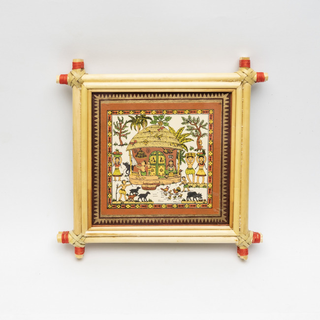 Handmade Multicolor Framed Saura Painting