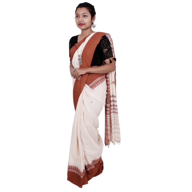 Aal Dyed hand woven Cotton Saree