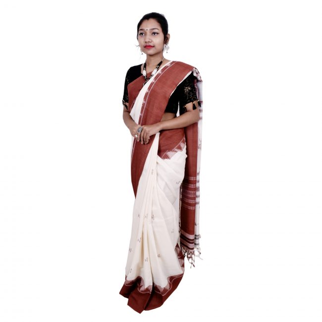 Aal Dyed hand woven Cotton Saree