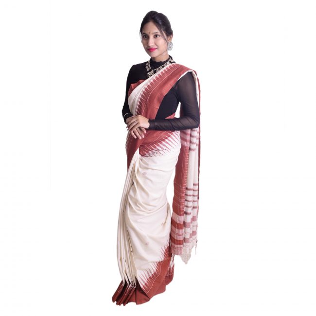 Aal Dyed hand woven Cotton Saree