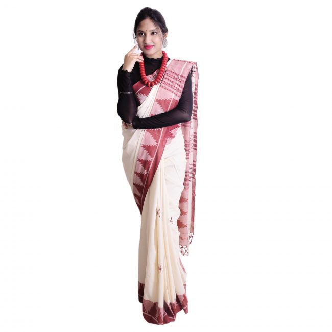 Aal Dyed hand woven Cotton Saree