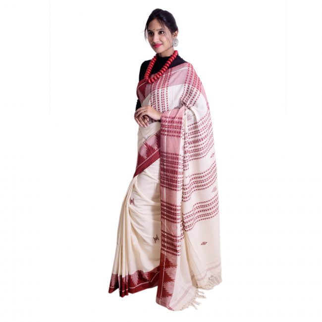 Aal Dyed hand woven Cotton Saree