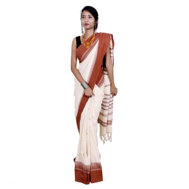 Aal Dyed hand woven Cotton Saree