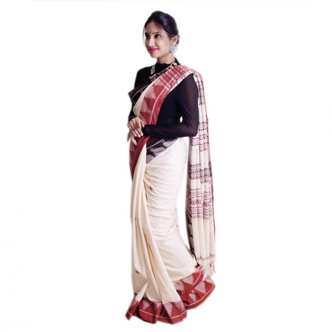 Aal Dyed hand woven Cotton Saree