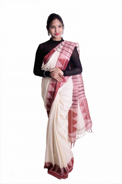 Aal Dyed hand woven Cotton Saree