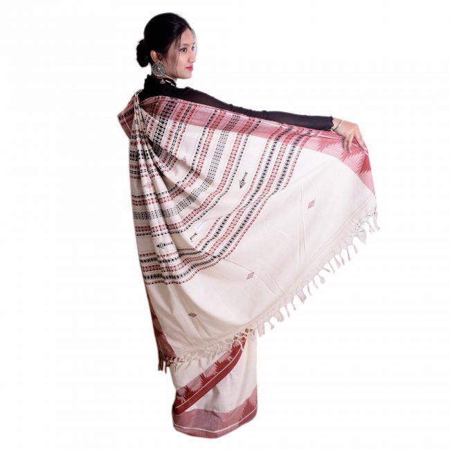 Aal Dyed hand woven Cotton Saree