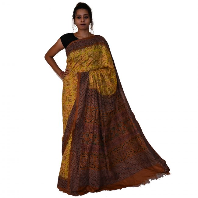 Saree Silk Block Kantha Work