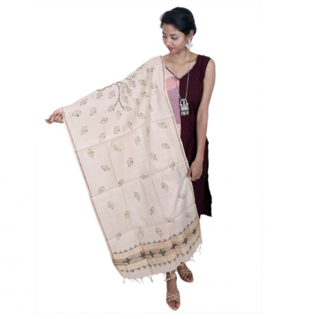 Handwoven Godna Art Slik Duppatta