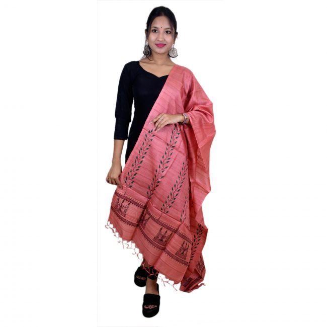 Handwoven Godna Art Slik Duppatta