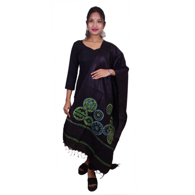 Handwoven Godna Art Slik Duppatta
