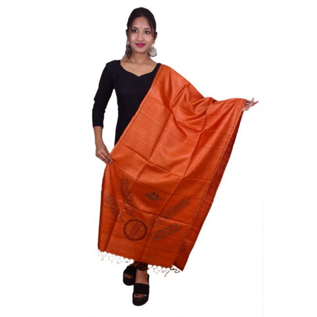 Handwoven Godna Art Slik Duppatta