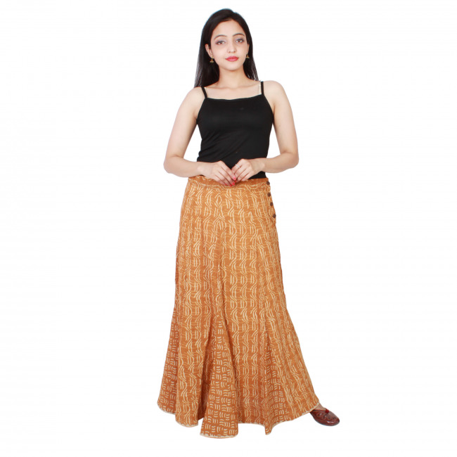 Dabu Print Cotton Long Skirt