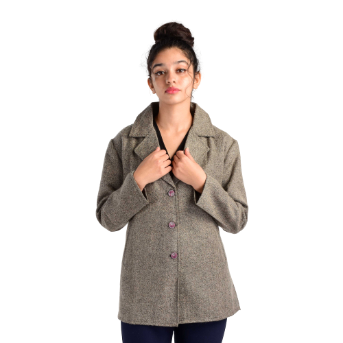Handloom Woolen Herringbone Long Coat