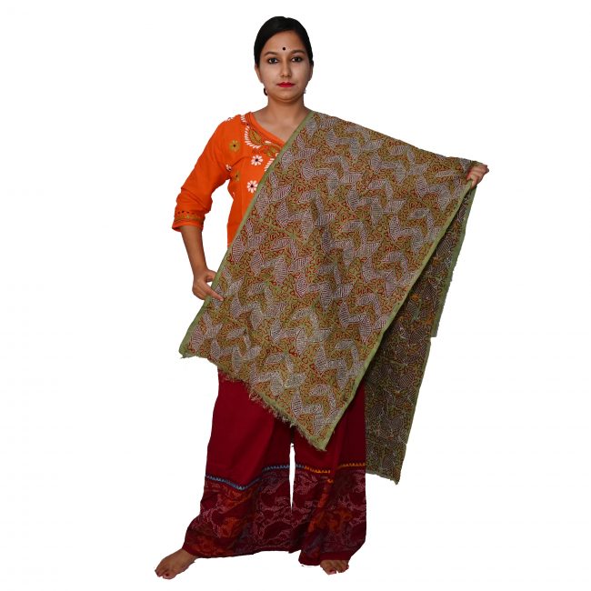 Handwoven Kantha Work Stole