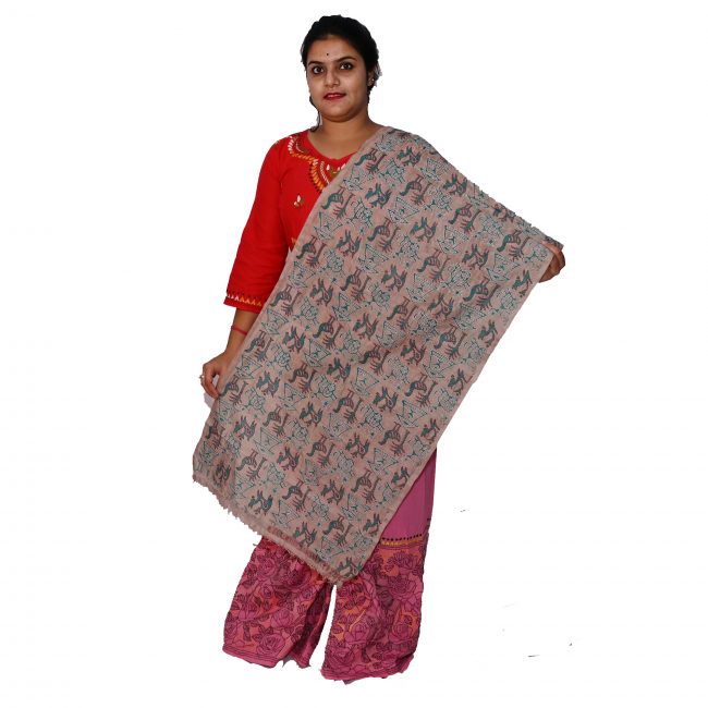 Handwoven Kantha Work Stole