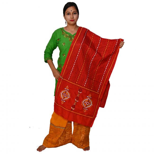 Handwoven Kantha Work Stole