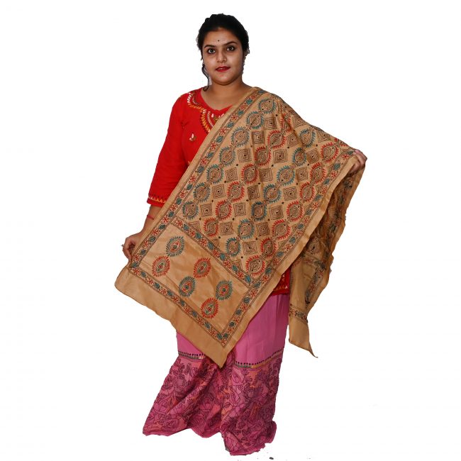 Handwoven Kantha Work Stole