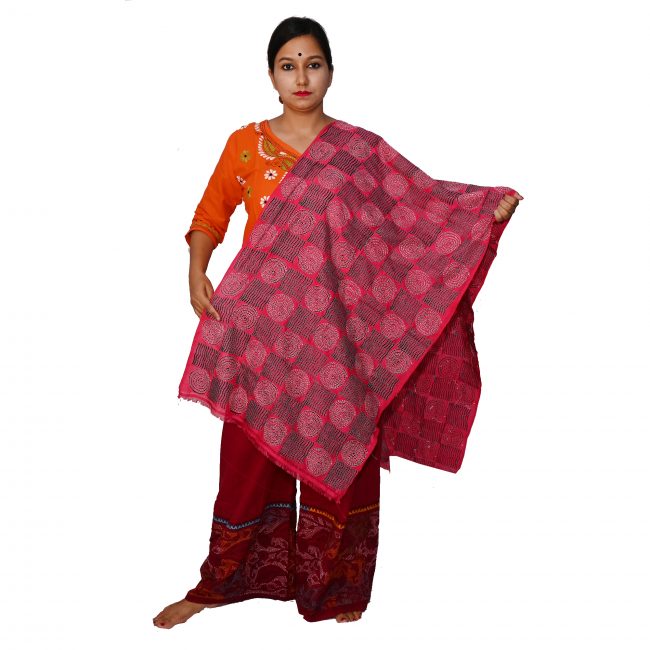 Handwoven Kantha Work Stole