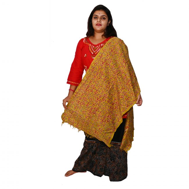 Handwoven Kantha Work Stole