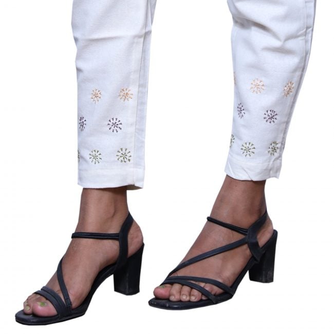 Handwoven Ladies Pant (White) - S