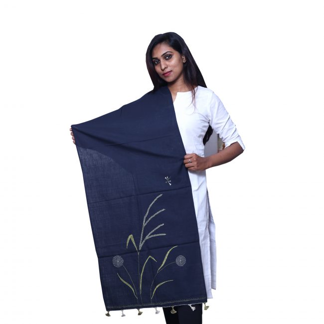Handembroided Indigo Stole