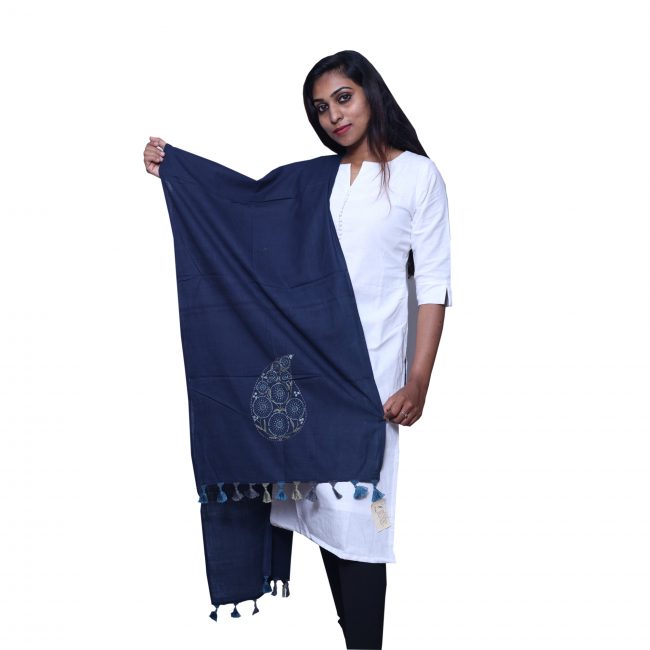 Handembroided Indigo Stole