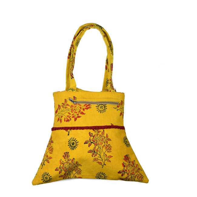 Tribes India Banjara Plain Bag Yellow Color