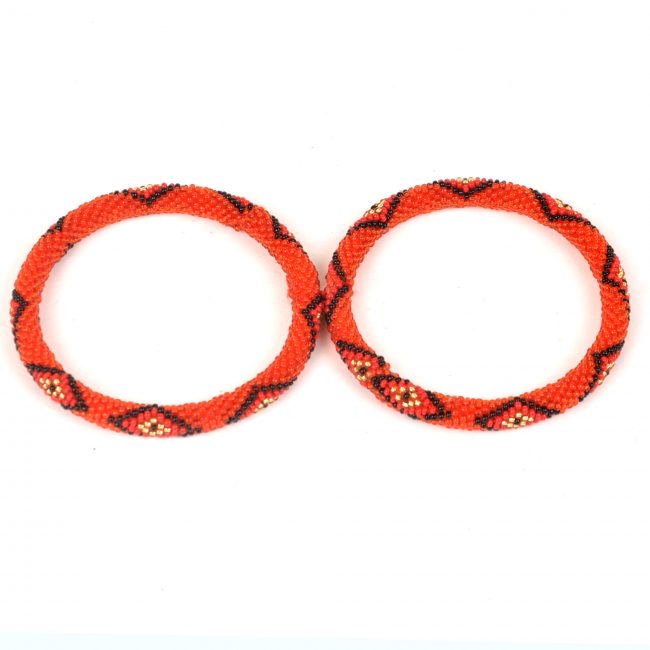 Tribes India Red Beads Bangle
