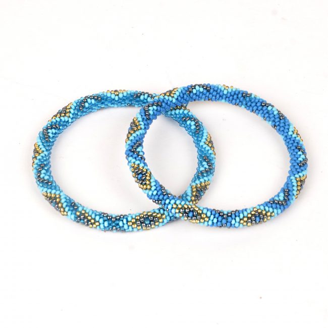 Tribes India Sky Blue Beads Bangle