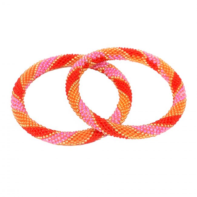 Tribes India Lavender & Maroon Beads Bangle