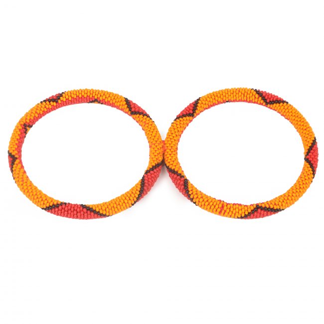 Tribes India Red & Yellow Beads Bangles