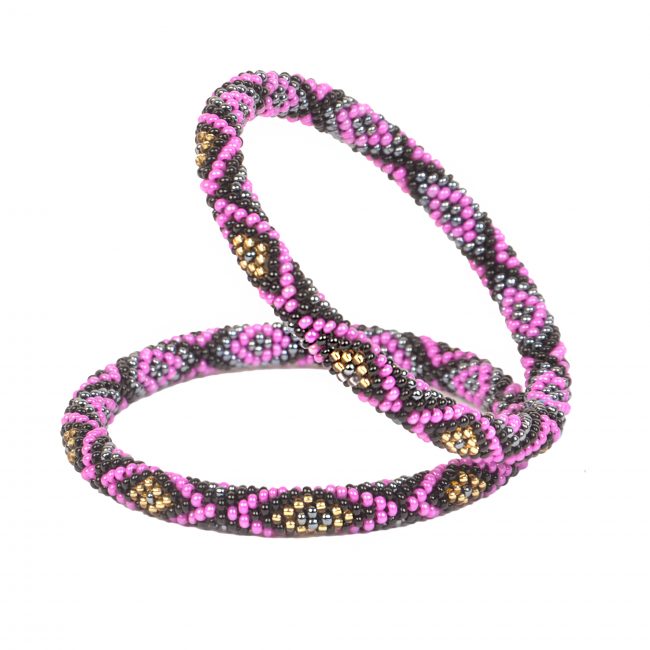 Tribes India Purple & Black Beads Bangle