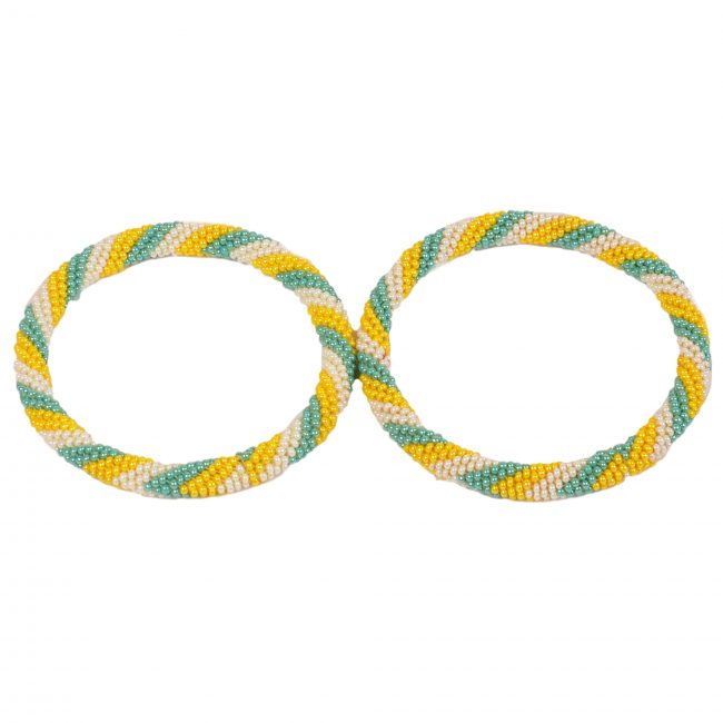 Tribes India White & Yellow Beads Bangle