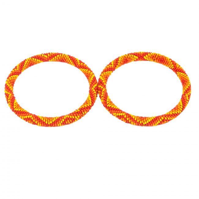 Tribes India Orange & Yellow Beads Bangle