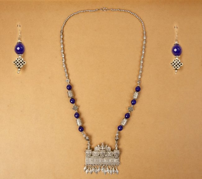 Tribes India Necklace Blue Beads “ Peacock Style